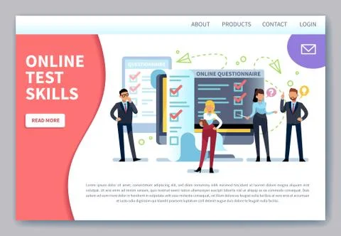 Online testing landing page. Internet surveying, checklist test form. Mobile Stock Illustration
