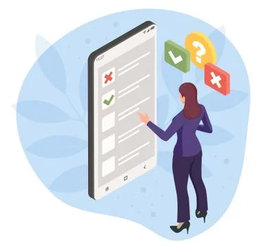 Online testing, online exam, questionnaire form, online education, survey Stock Illustration