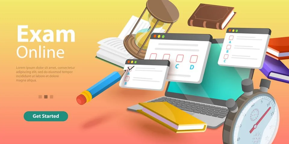 Online Testing, Questionnaire Form, Internet Quiz or Survey, Distant Education. Stock Illustration