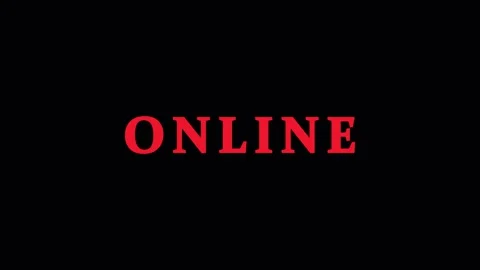ONLINE text animation with glitch effect in dark background during digital .. Stock Footage 343475605