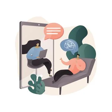 Online therapy abstract concept vector illustration. Illustrazione stock