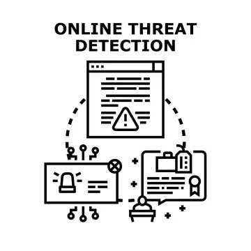 Online threat detection concept protecting digital data and network Stock Illustration