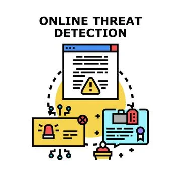Online threat detection concept protecting digital data and network Stock Illustration