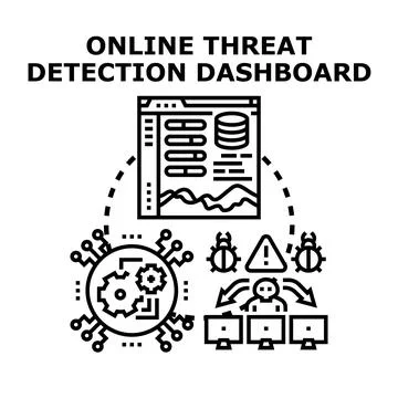 Online threat detection dashboard displaying cybersecurity defense system イラスト素材