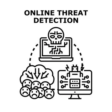 Online threat detection identifying cyber insecurity Stockillustratie