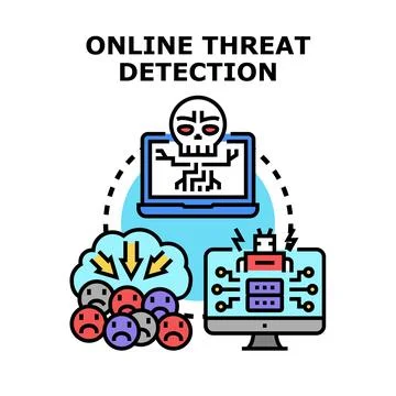 Online threat detection identifying cyber insecurity イラスト素材