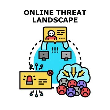 Online threat landscape causing data breach and user impact Stock Illustration
