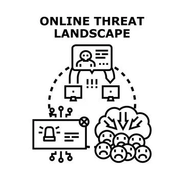 Online threat landscape causing data breach and user impact Stock Illustration
