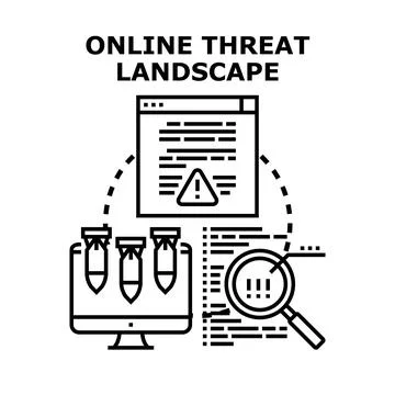 Online threat landscape protecting digital data security 库存插图