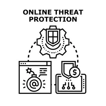 Online threat protection system securing digital assets and financial data 库存插图