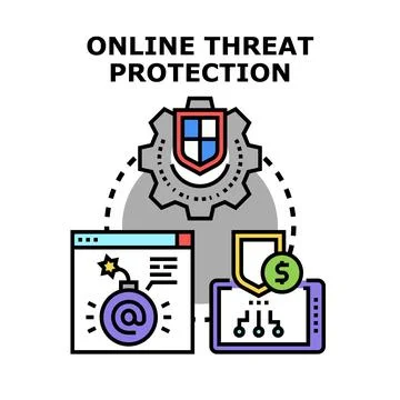Online threat protection system securing digital assets and financial data イラスト素材