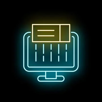 Online ticket booking with digital display on monitor screen Stock Illustration