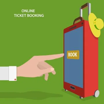 Online Ticket Booking Flat Vector Concept. Stock Illustration