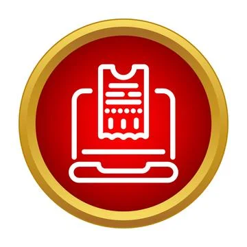 Online ticket booking on laptop computer icon 스톡 일러스트