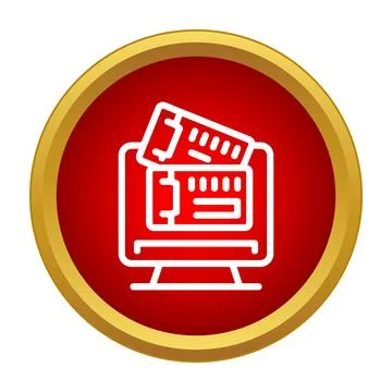 Online ticket booking system concept with computer screen Illustrazione stock