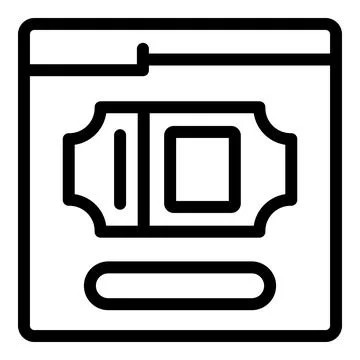 Online ticket purchase website interface with simple ticket icon Stock Illustration