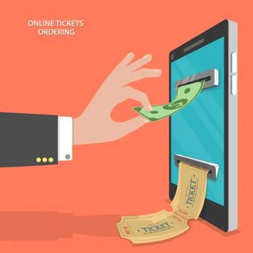 Online tickets ordering flat vector concept. Stock Illustration