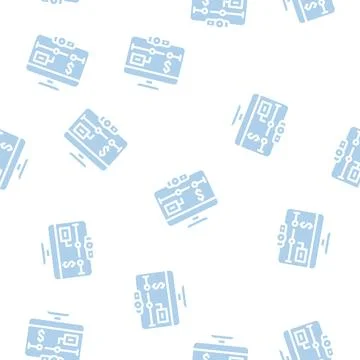 Online tracker of freelancer web site glyph vector seamless pattern Illustrazione stock