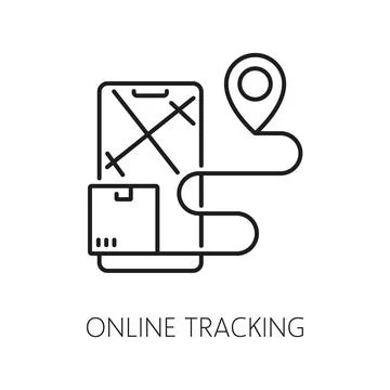 Online tracking, logistics line icon, vector sign 스톡 일러스트