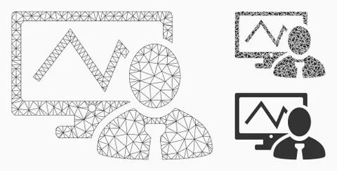 Online Trader Vector Mesh 2D Model and Triangle Mosaic Icon イラスト素材