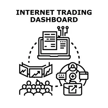 Online trading dashboard platform analyzing financial market data Stock Illustration