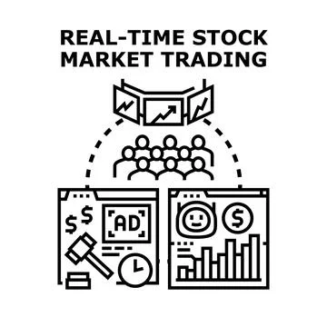 Online trading platform analyzing financial market data Stock Illustration