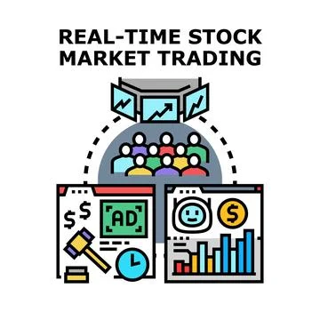 Online trading platform analyzing financial market data Stock Illustration