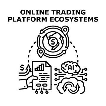Online trading platform ecosystem connecting global finance with ai 스톡 일러스트