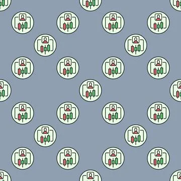 Online Trading vector Crypto Trader round colored seamless pattern Stock Illustration
