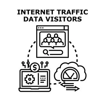 Online traffic data analyzing users and monetization Stock Illustration