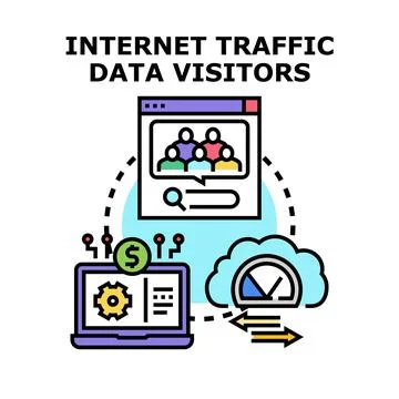 Online traffic data analyzing users and monetization Stock Illustration