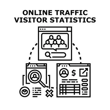 Online traffic visitor statistics concept vector illustration Stock Illustration