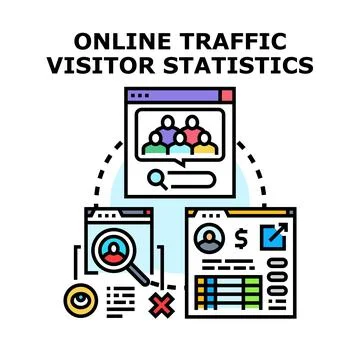 Online traffic visitor statistics concept vector illustration Stock Illustration