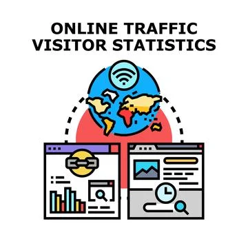 Online traffic visitor statistics data analysis concept Stock Illustration