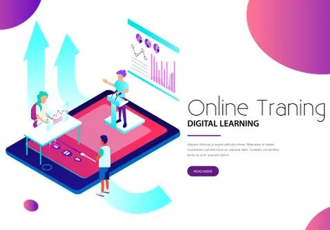 Online training and digital learning landing web page template Stockillustratie