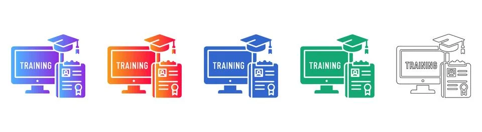 Online Training and E Learning Icons for Digital Education イラスト素材
