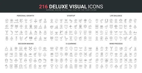 Online training and elearning, personal skill growth, business decision line Stock Illustration