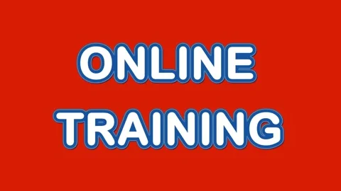 ONLINE TRAINING animated text on the red background Stock Footage 144442754