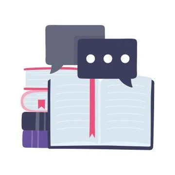 Online training, books chatting bubbles, education and courses learning digital Stock Illustration