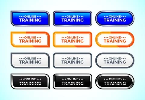 Online training button set of different shapes and colors. Suitable for mob.. イラスト素材