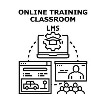 Online training classroom lms elearning technology concept Stock Illustration