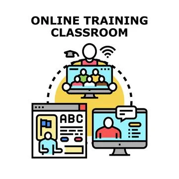 Online training classroom vector concept illustration Stock Illustration