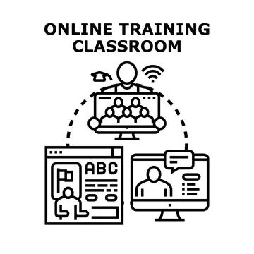 Online training classroom vector concept illustration 스톡 일러스트