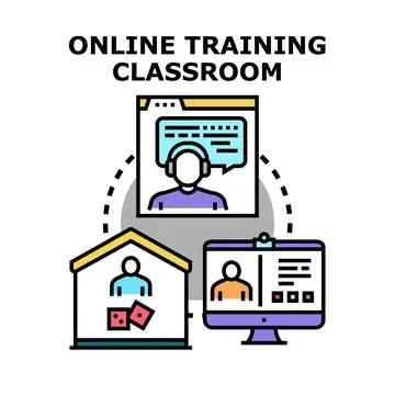 Online training classroom vector concept illustration Stock Illustration