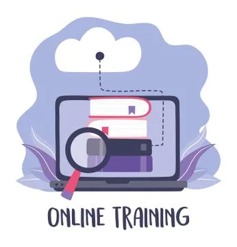 Online training, compuer cloud computing book analysis, education and courses Stock-Illustration