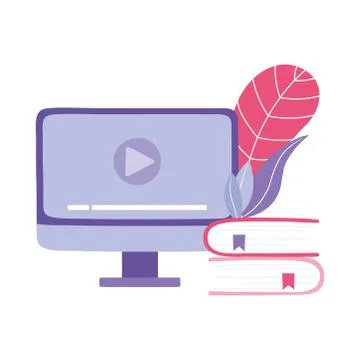 Online training, computer books video, education and courses learning digital Stock Illustration