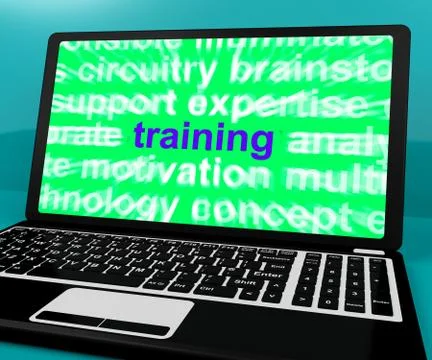 Online training computer message shows web learning Stock Illustration