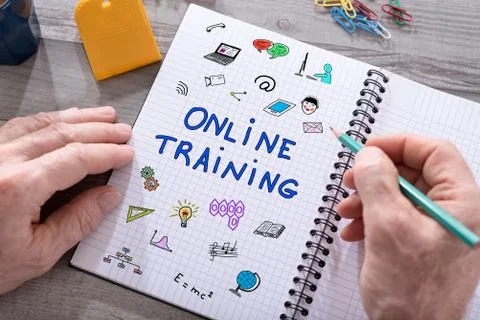 Online training concept on a notepad Stock-Fotos