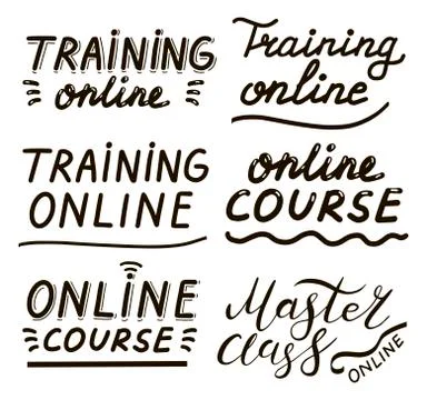 Online training, course, master class, hand drawn lettering calligraphy illus Stock Illustration