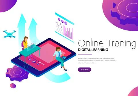 Online training digital learning landing web page イラスト素材